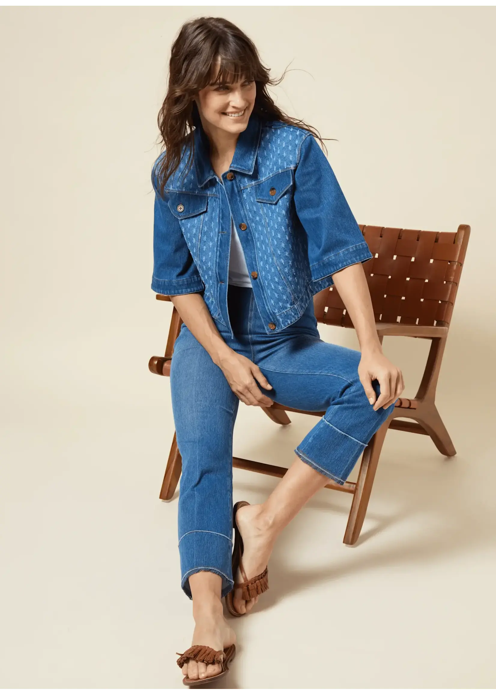 Lysse Dara Seamed Hem Crop Denim  (Mid Wash)