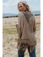 Three Bird Nest Dreamy Macrame Kimono (Mocha) O/S