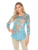 Carine Round Neck Top (Aqua Current)