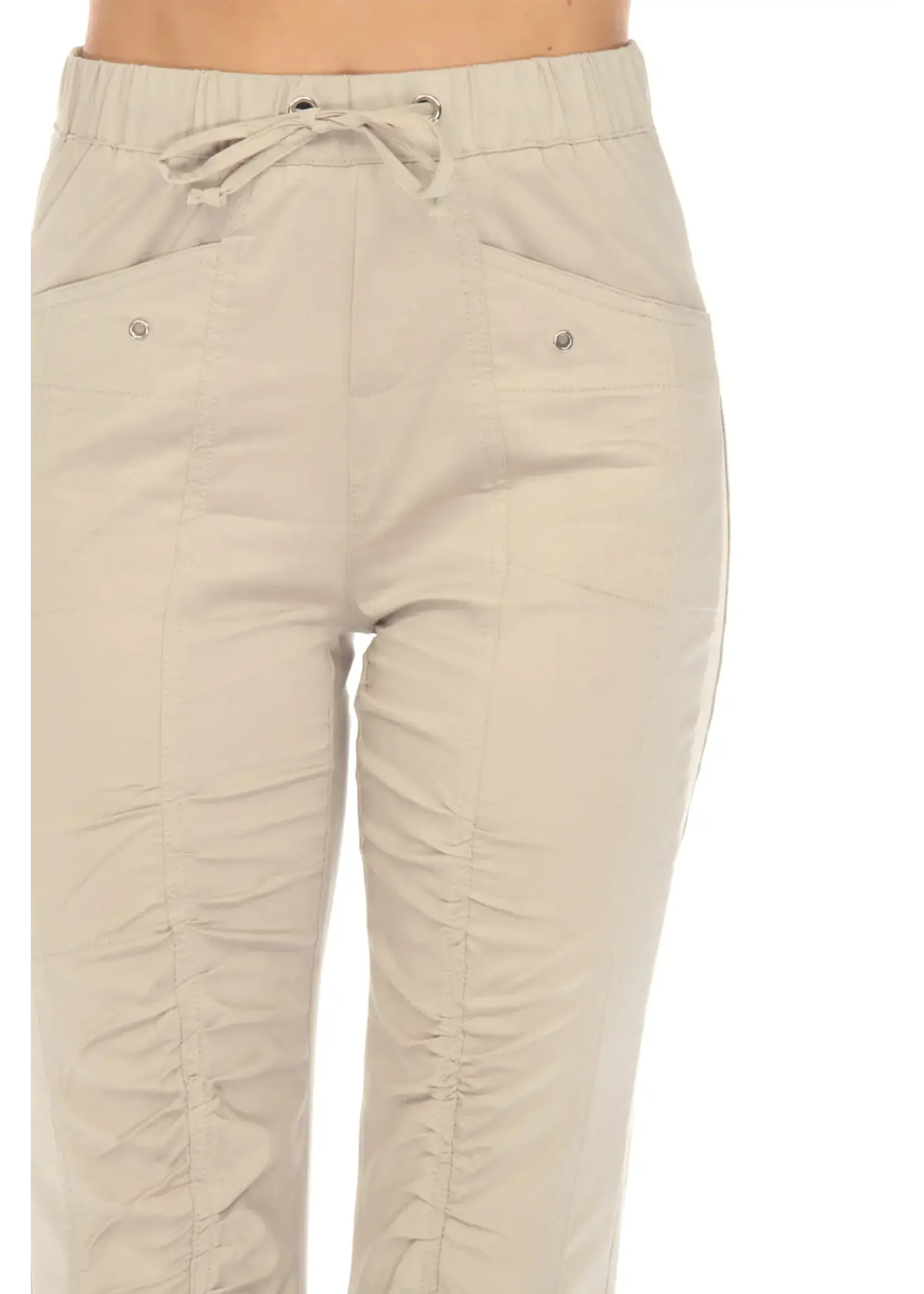 Carine Ruched Scallop Cargo Pant (Taupe)