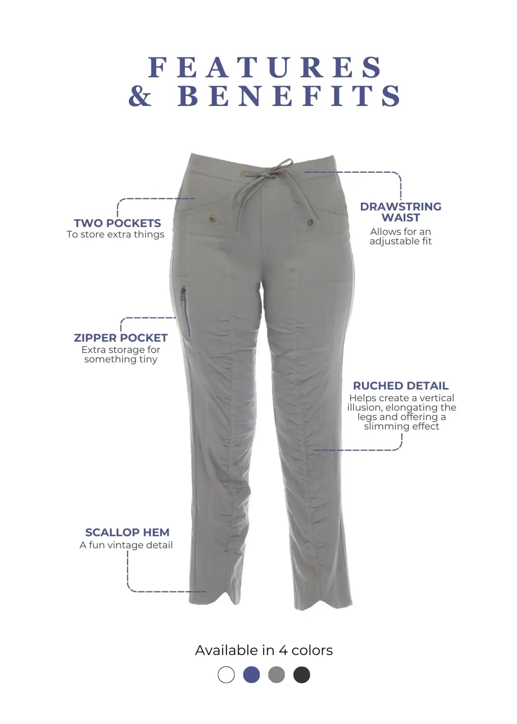 Carine Ruched Scallop Cargo Pant (Taupe)