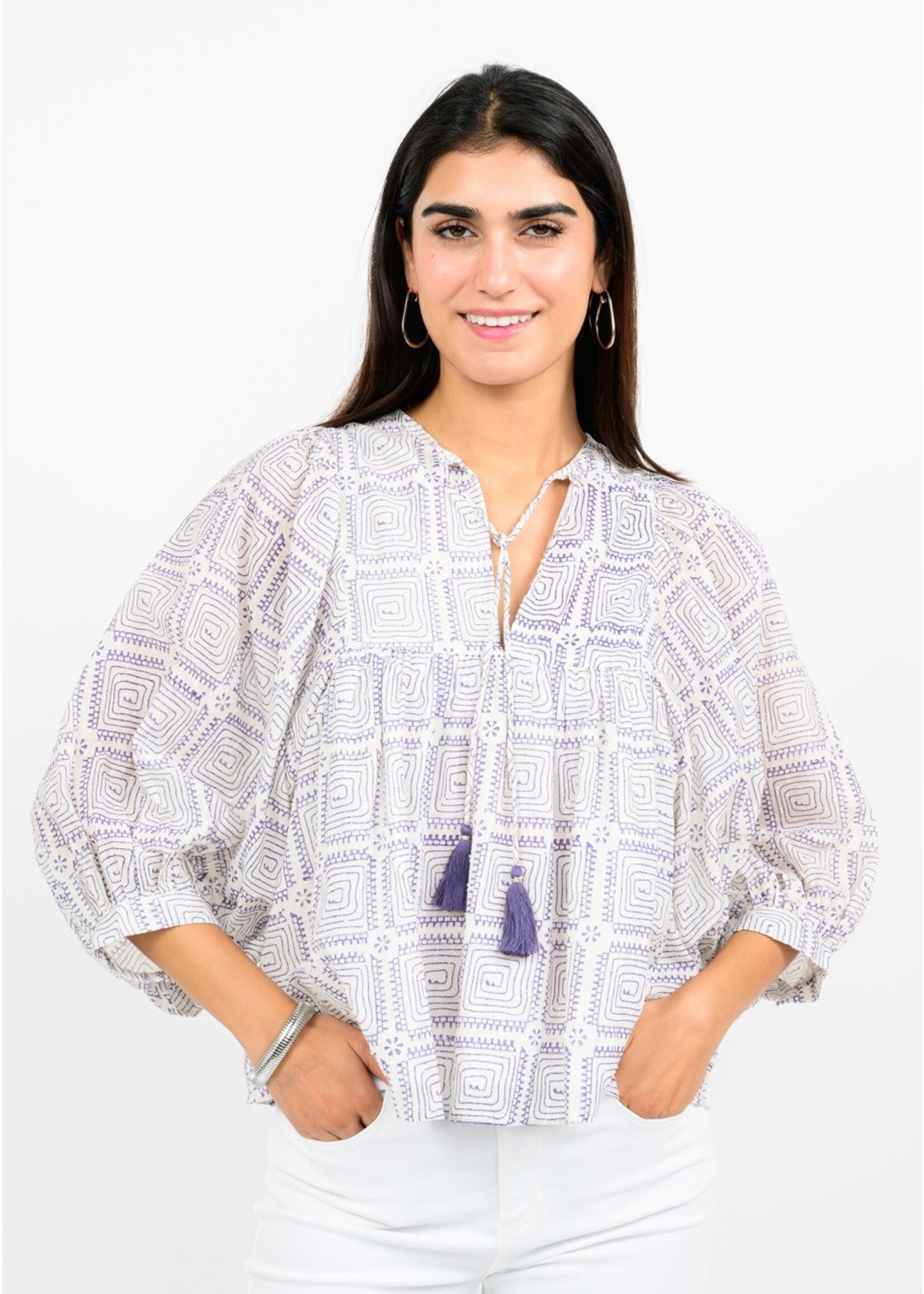 Ivy Jane Maze Block Print Top (Lavender)