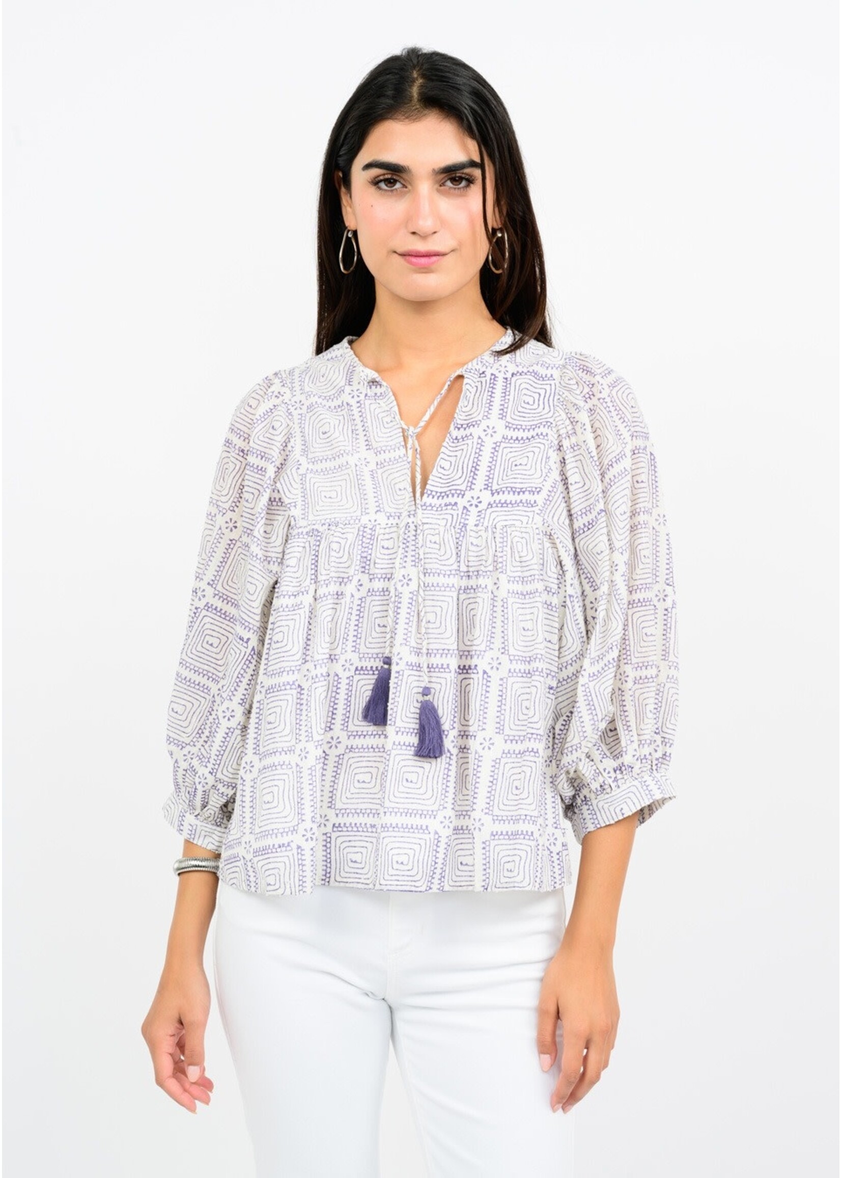 Ivy Jane Maze Block Print Top (Lavender)