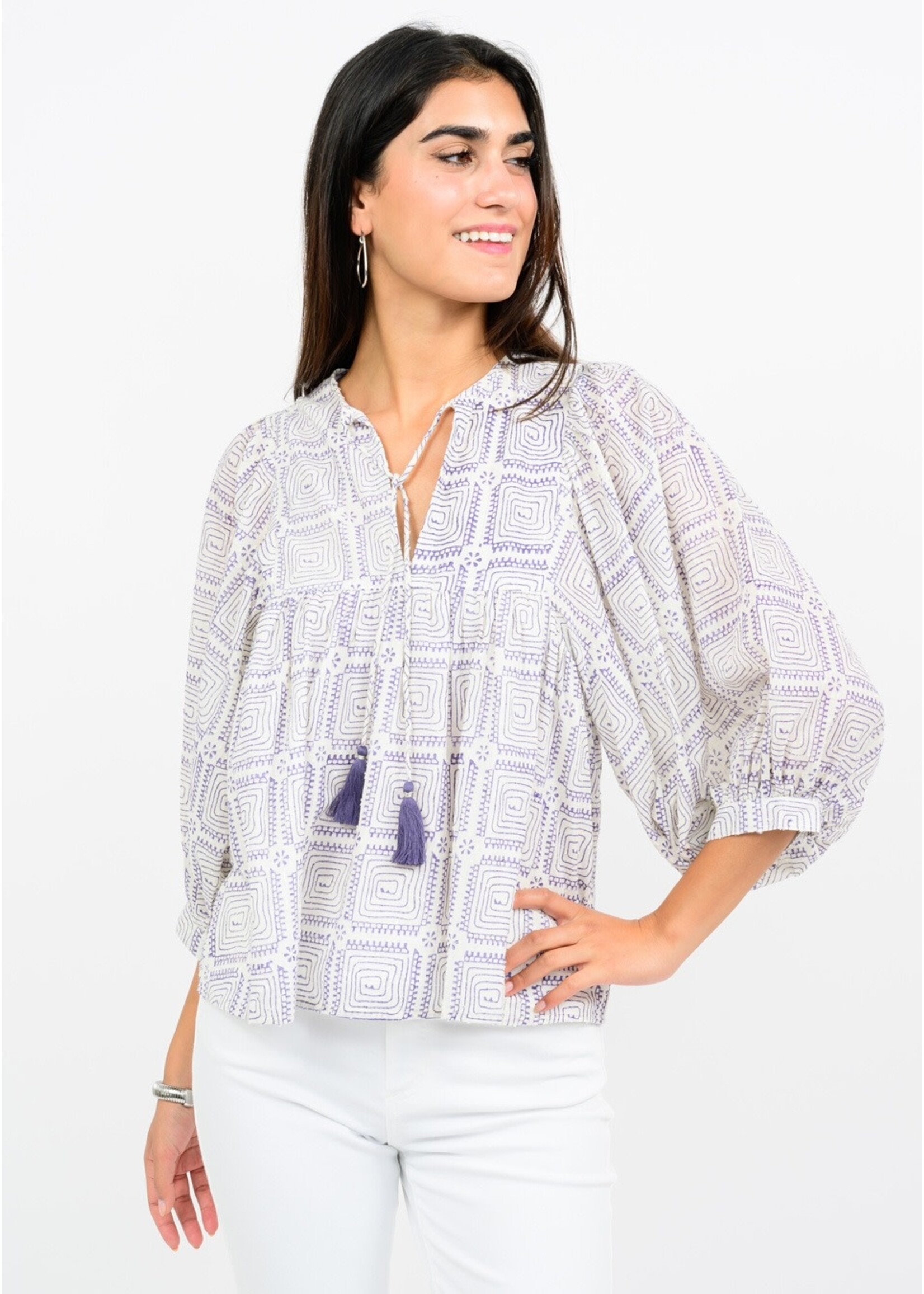 Ivy Jane Maze Block Print Top (Lavender)