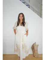 NIBI Frankie Dress (Cream Abstract Palms)