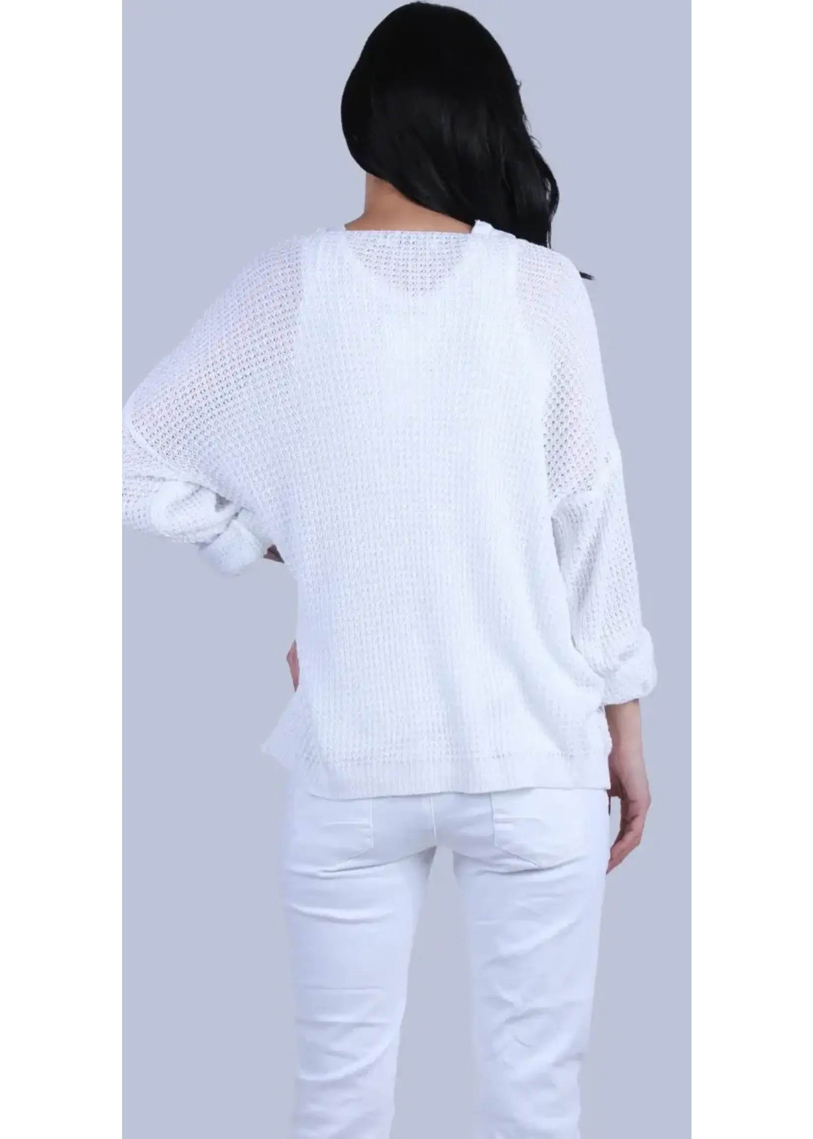 Gigi Moda V-Neck Sweater (White) One Size