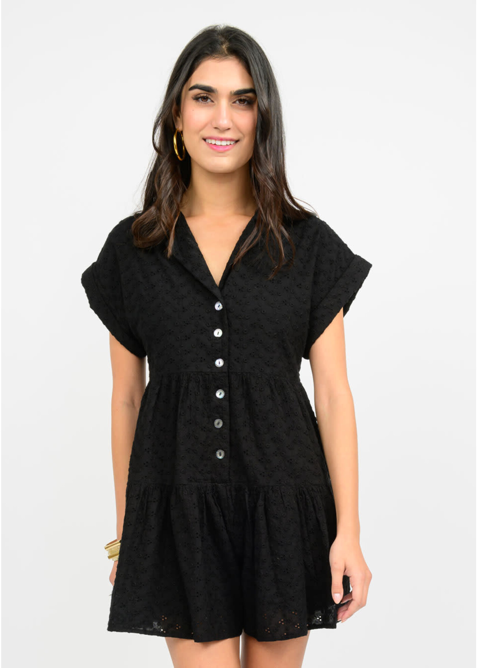 Uncle Frank Eyelet Romper (Black)