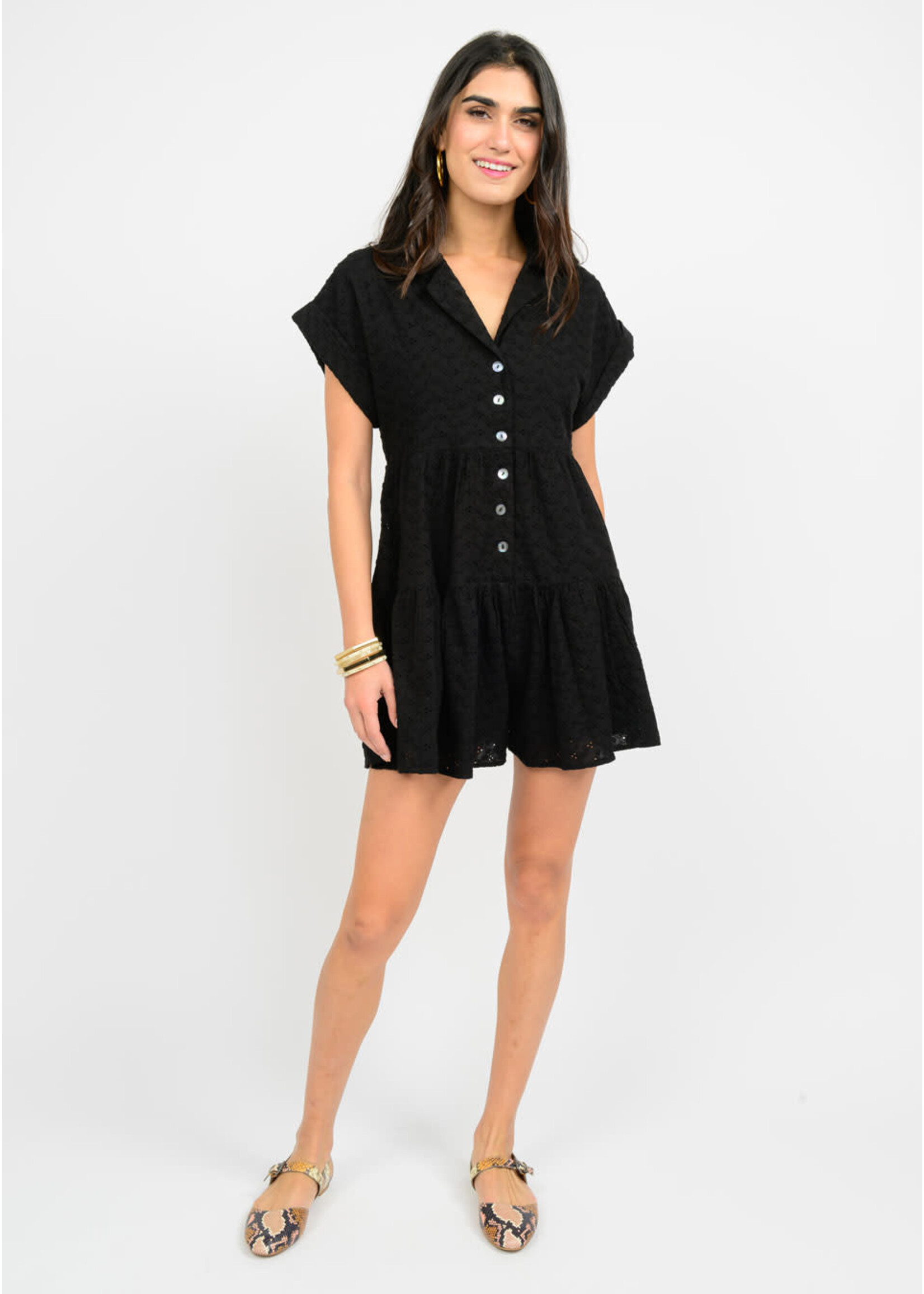 Uncle Frank Eyelet Romper (Black)