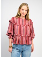 Ivy Jane Multi Stripe Tiered Top (Rust)