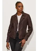Mauritius Meeow Leopard Print Leather Jacket (Brown)
