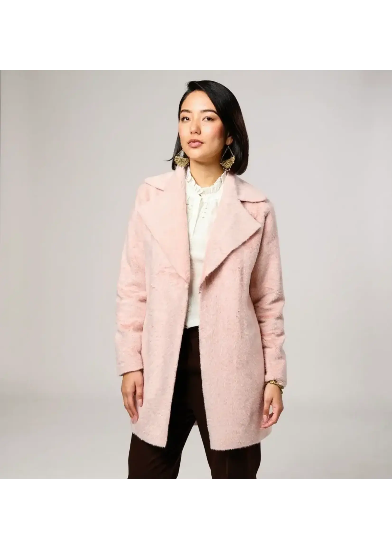 Ivy Jane Faux Fur & Suede Coat (Pink)