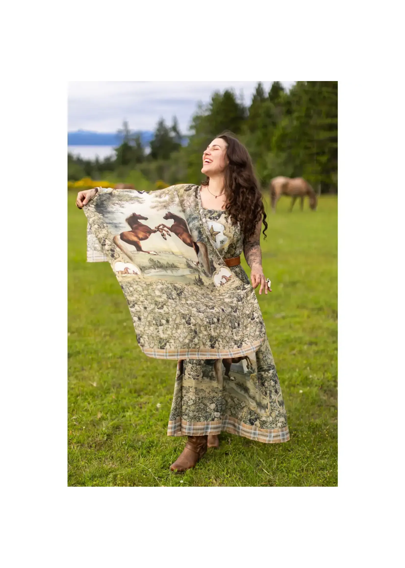 Market  Of Stars Born To Run Scarf w/Wild Horses