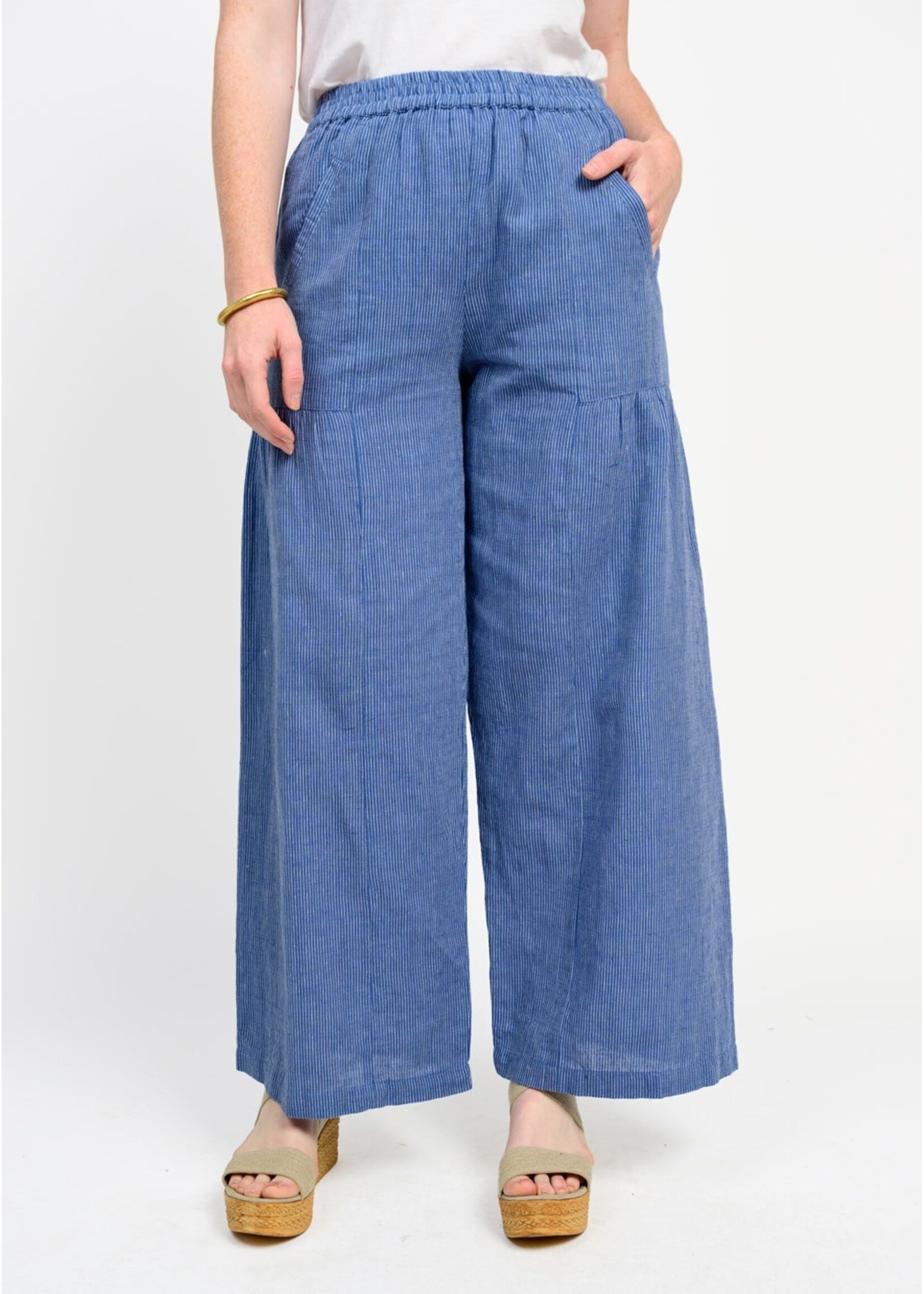 Ivy Jane Wide Leg Stripe Pant (Blue)