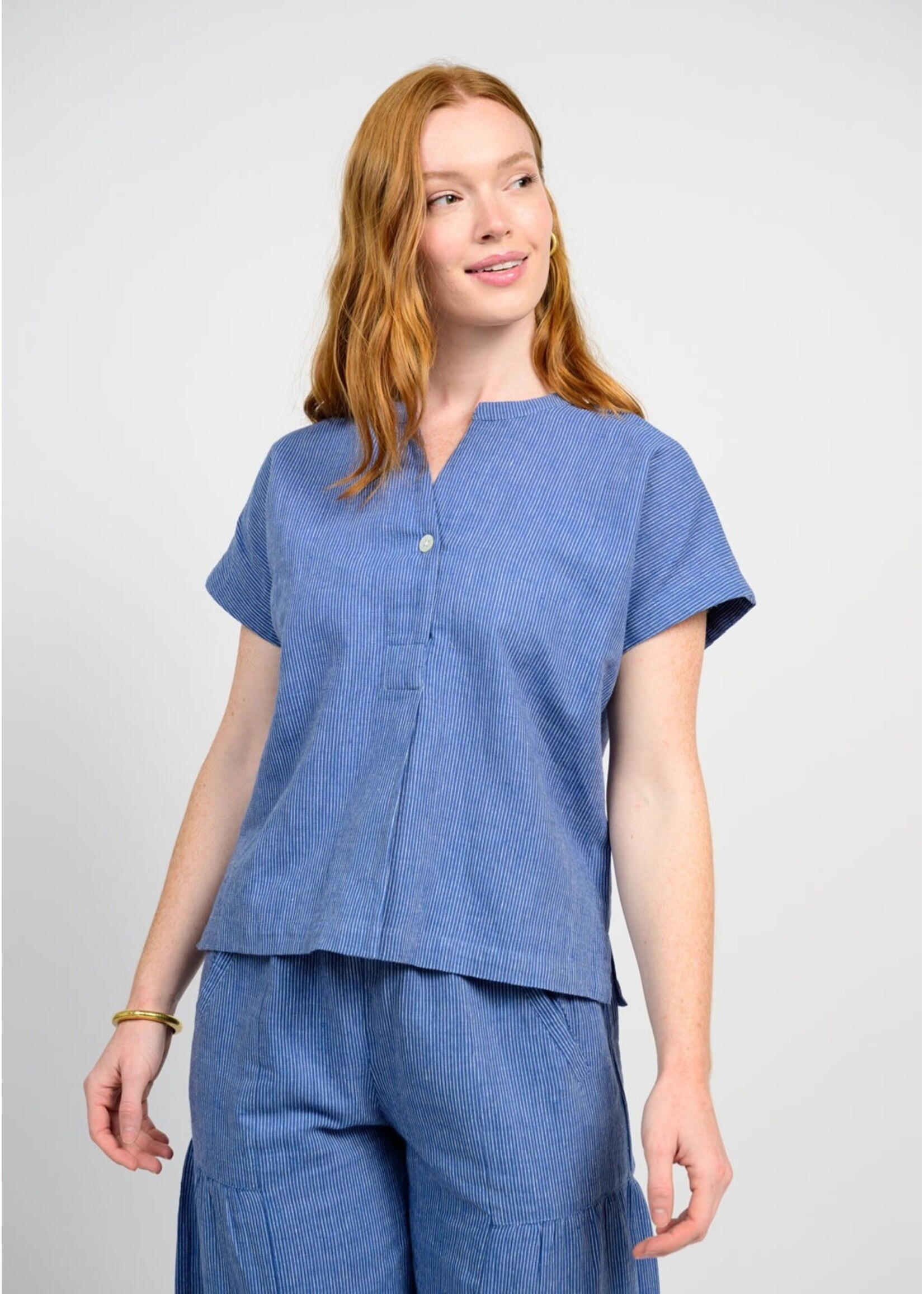 Ivy Jane Popover Stripe Top (Blue)