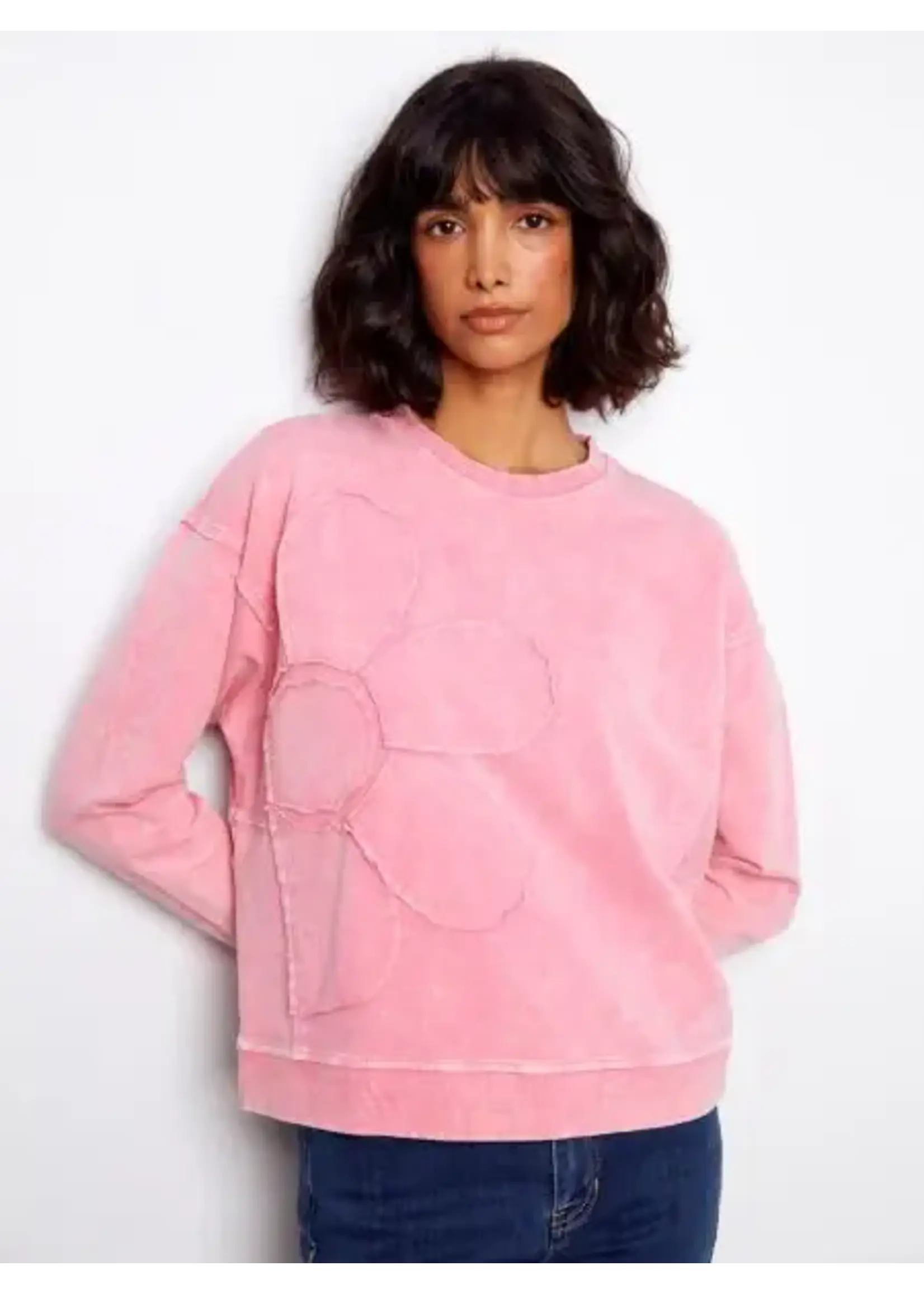 Charlie B Long Sleeve Top W/Floral Applique (Bonbon Candy)