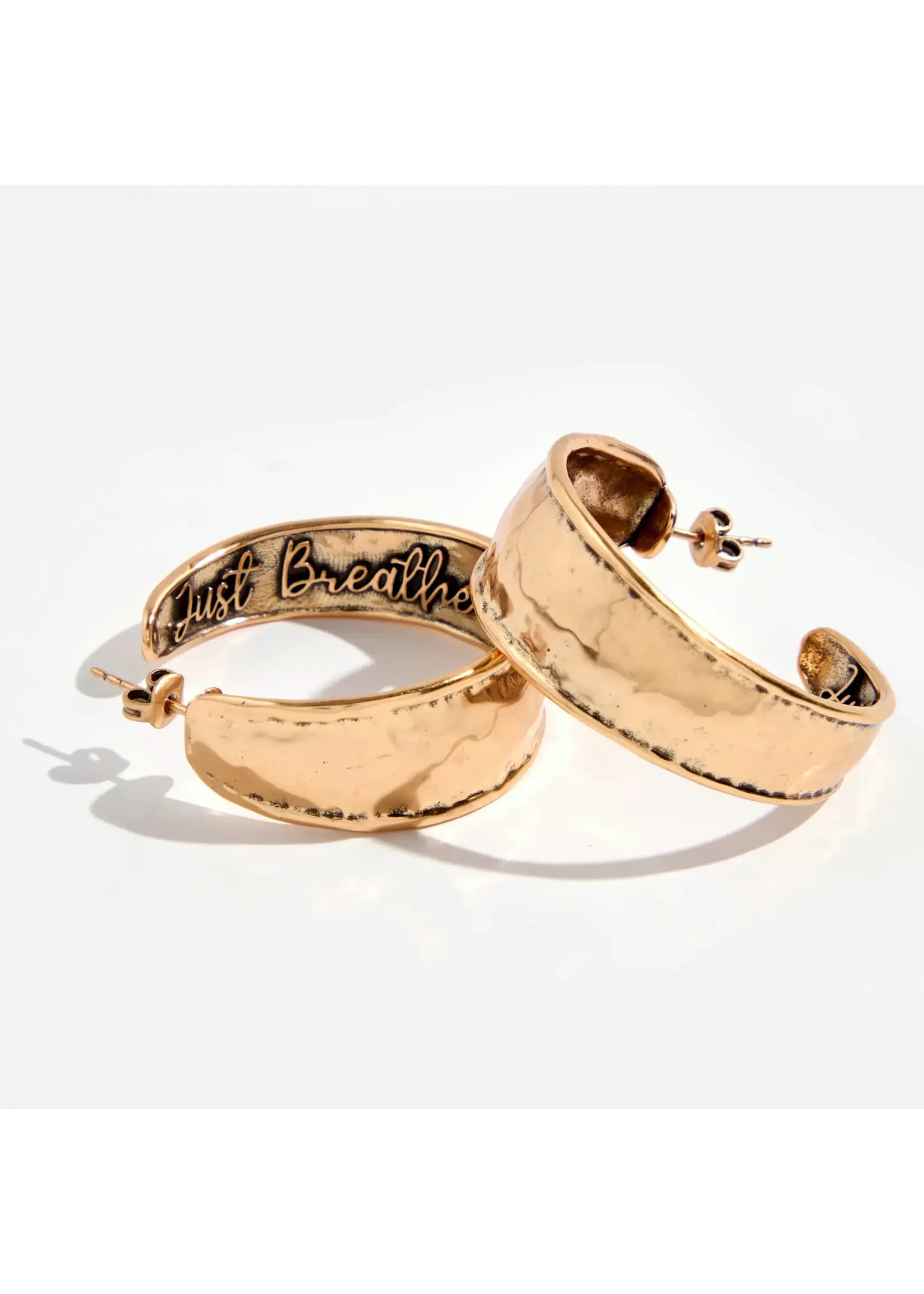 Katia Designs Just Breathe Hoop Earrings | Gold