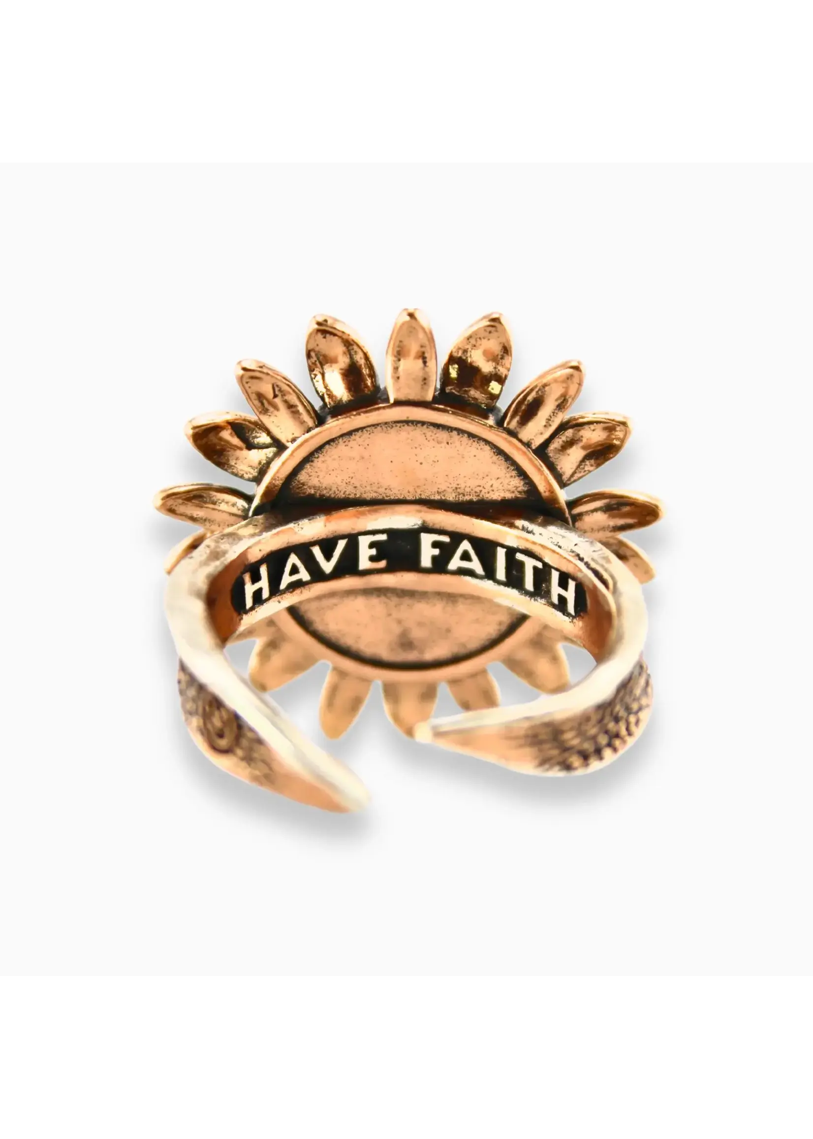 Katia Designs Have Faith Sunflower Inspire Adjustable Ring (5-7)