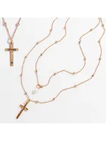 Katia Designs "Trust" Cross Dainty Necklace | Gold / Moonstone