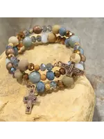 Primitive Peddler Copper Cross & Stone Wrap Bracelet