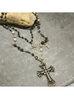 Primitive Peddler Earth Days Stone Cross Layered Necklace