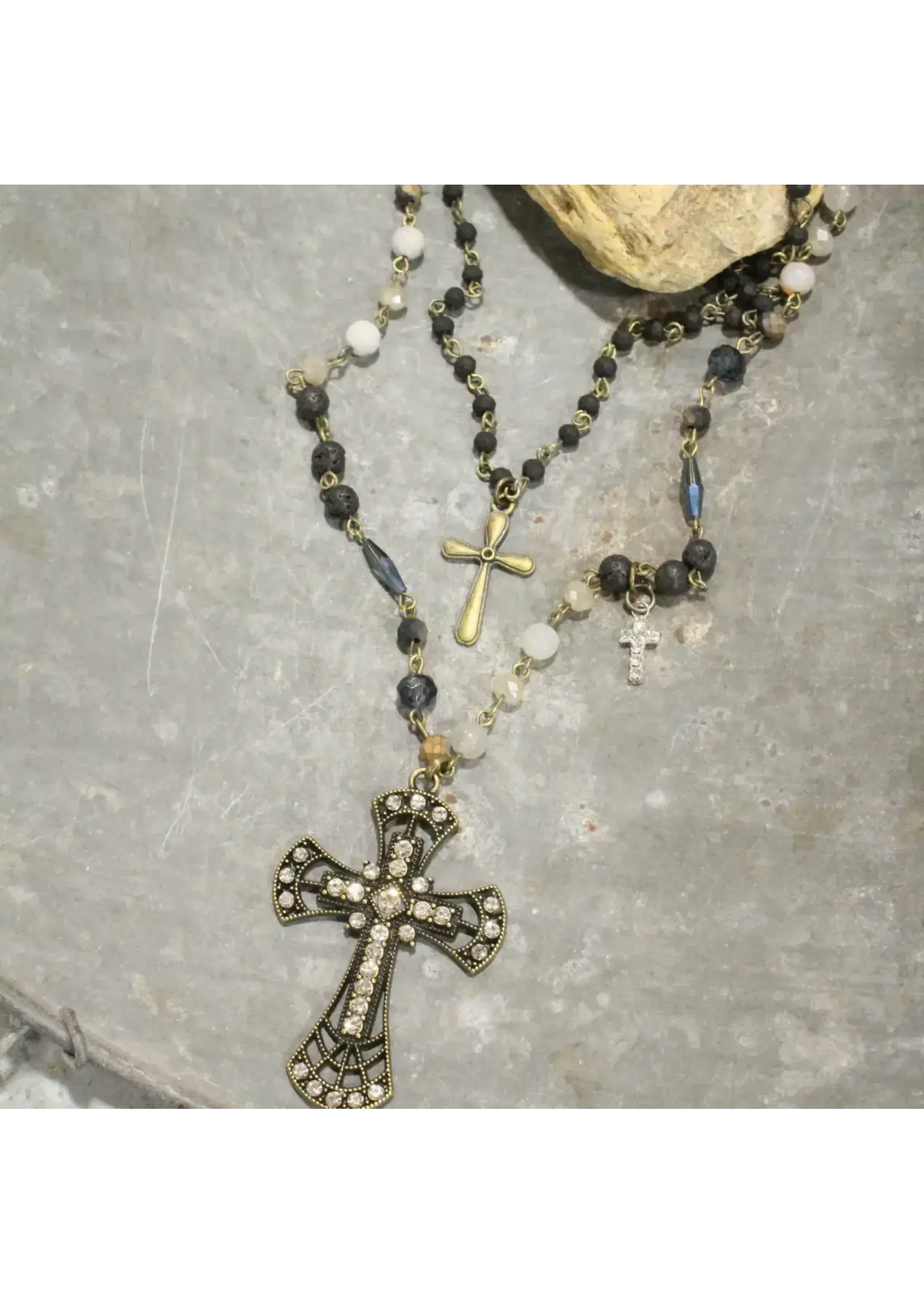 Primitive Peddler Earth Days Stone Cross Layered Necklace