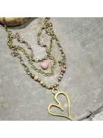 Primitive Peddler Layers Of Love Big Heart Blush Necklace