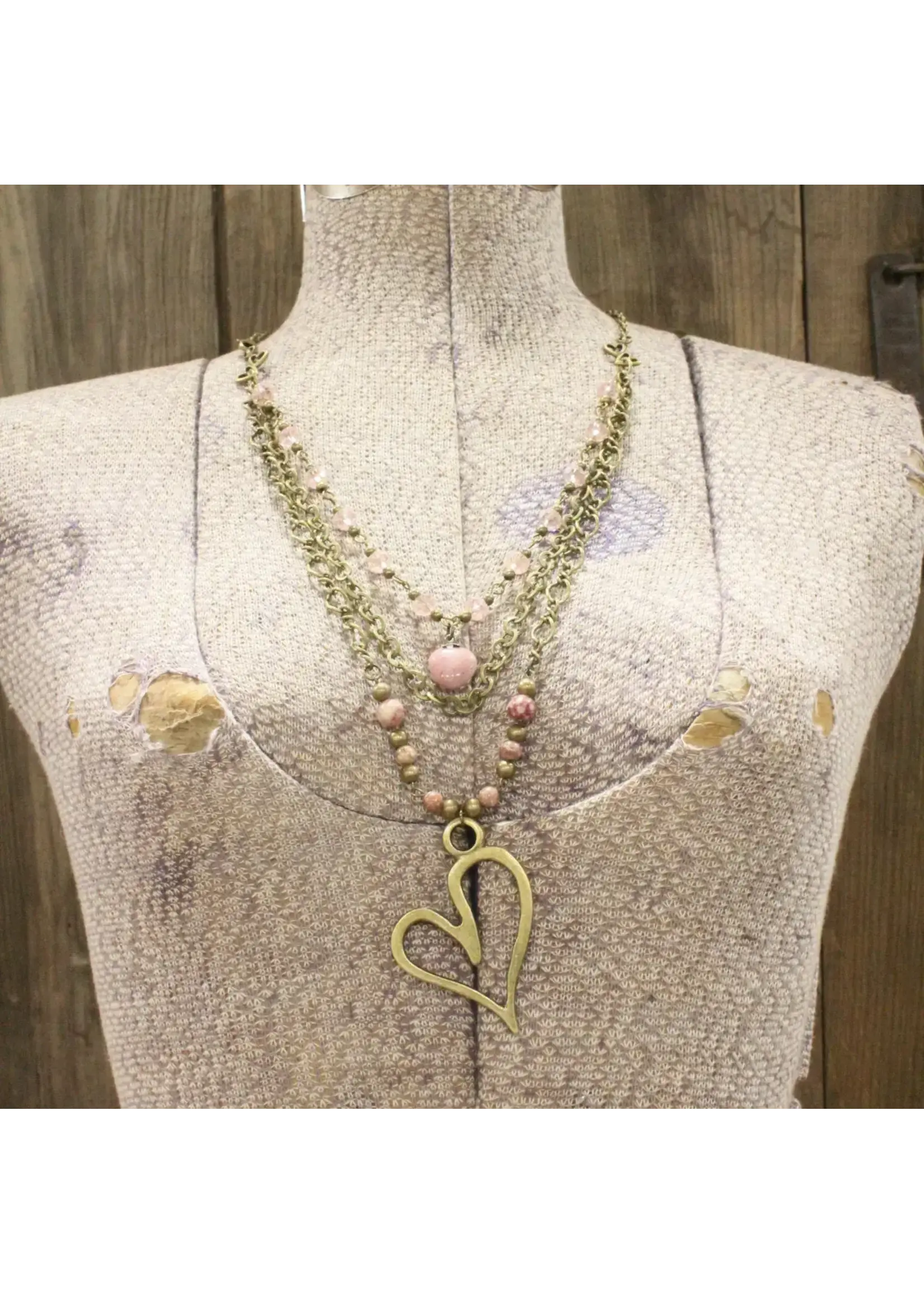 Primitive Peddler Layers Of Love Big Heart Blush Necklace