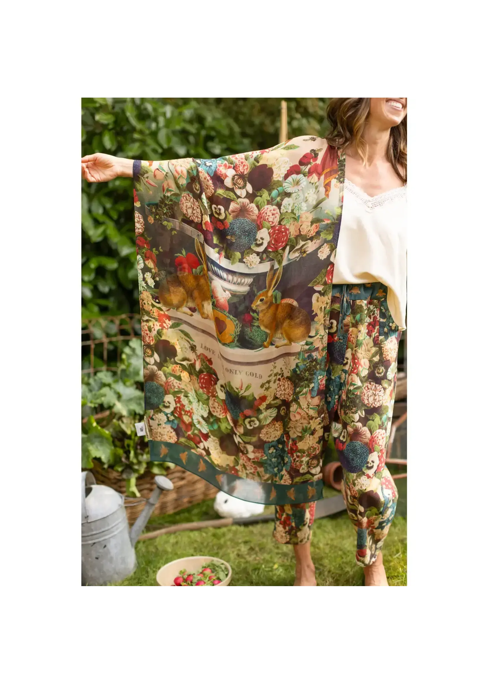 Market  Of Stars Stay Gold Scarf with Rabbits, Bees and Flowers