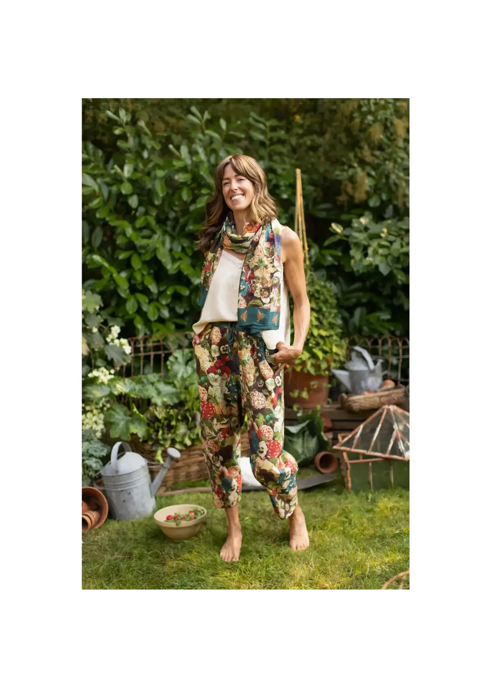 Market  Of Stars Stay Gold Scarf with Rabbits, Bees and Flowers