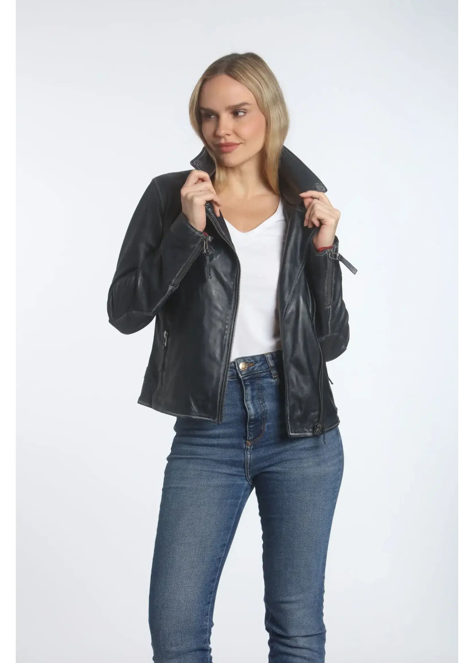 Mauritius Betsy 250th Anniversary Leather Jacket (Navy)