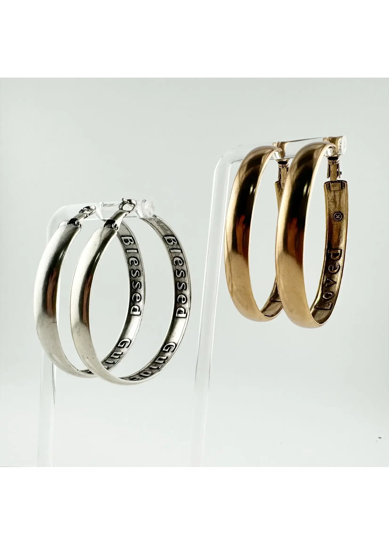 Katia Designs "Blessed Guided Loved" Hoop Earrings (Gold)