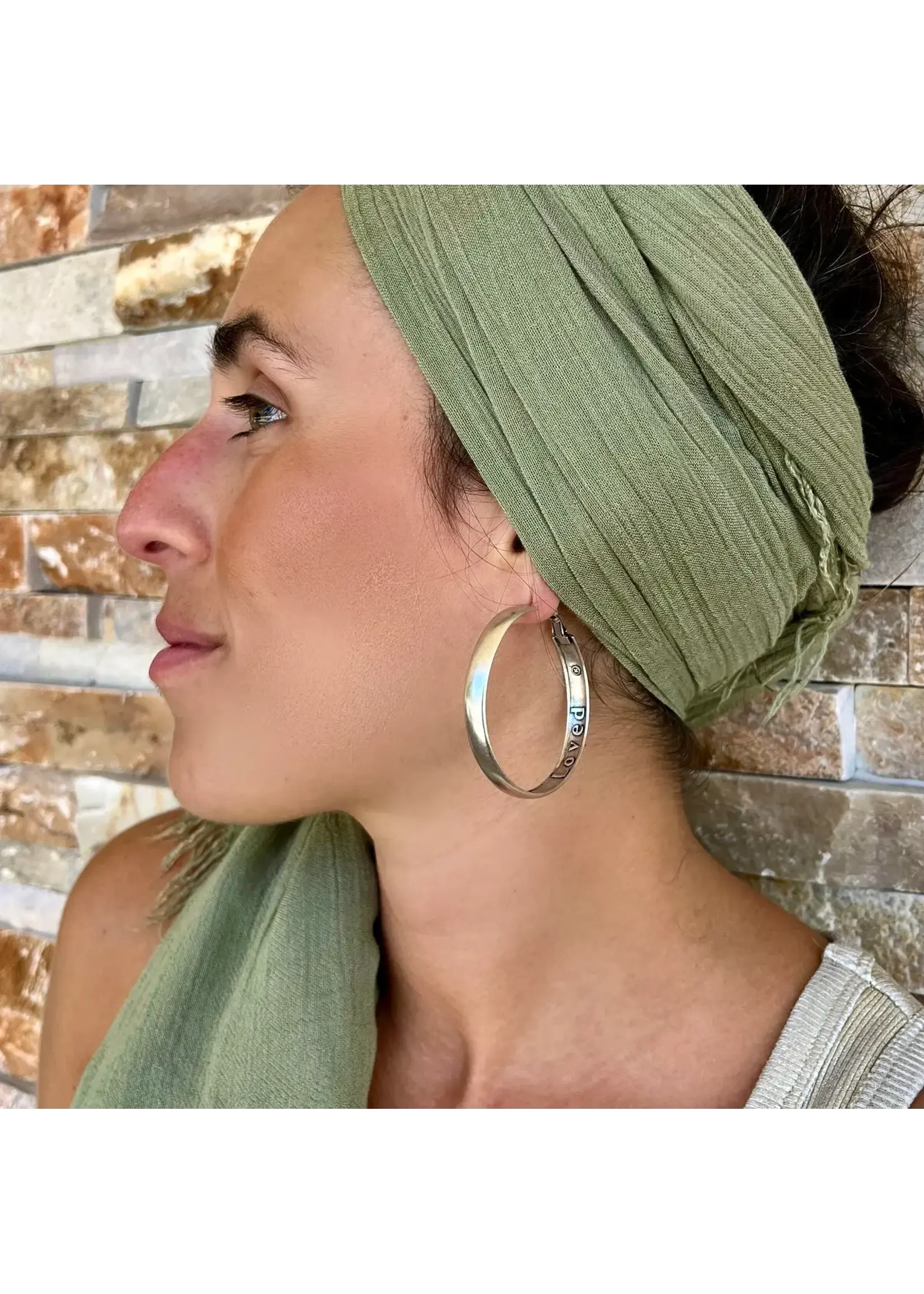 Katia Designs "Blessed Guided Loved" Hoop Earrings (Gold)