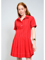 Uncle Frank Pleated Shirt Dress (Red)