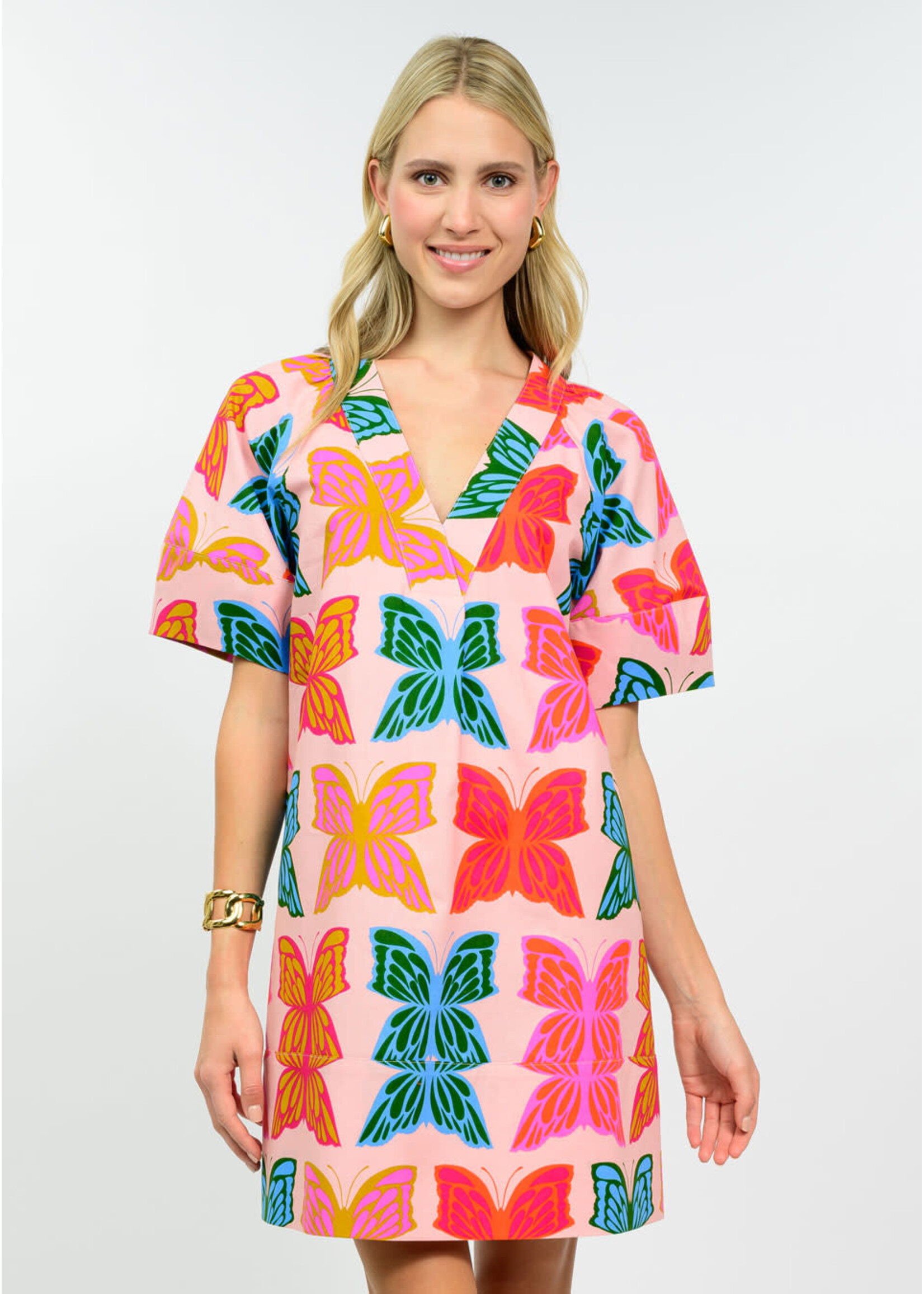 Uncle Frank Butterflies Shift Dress (Pink)