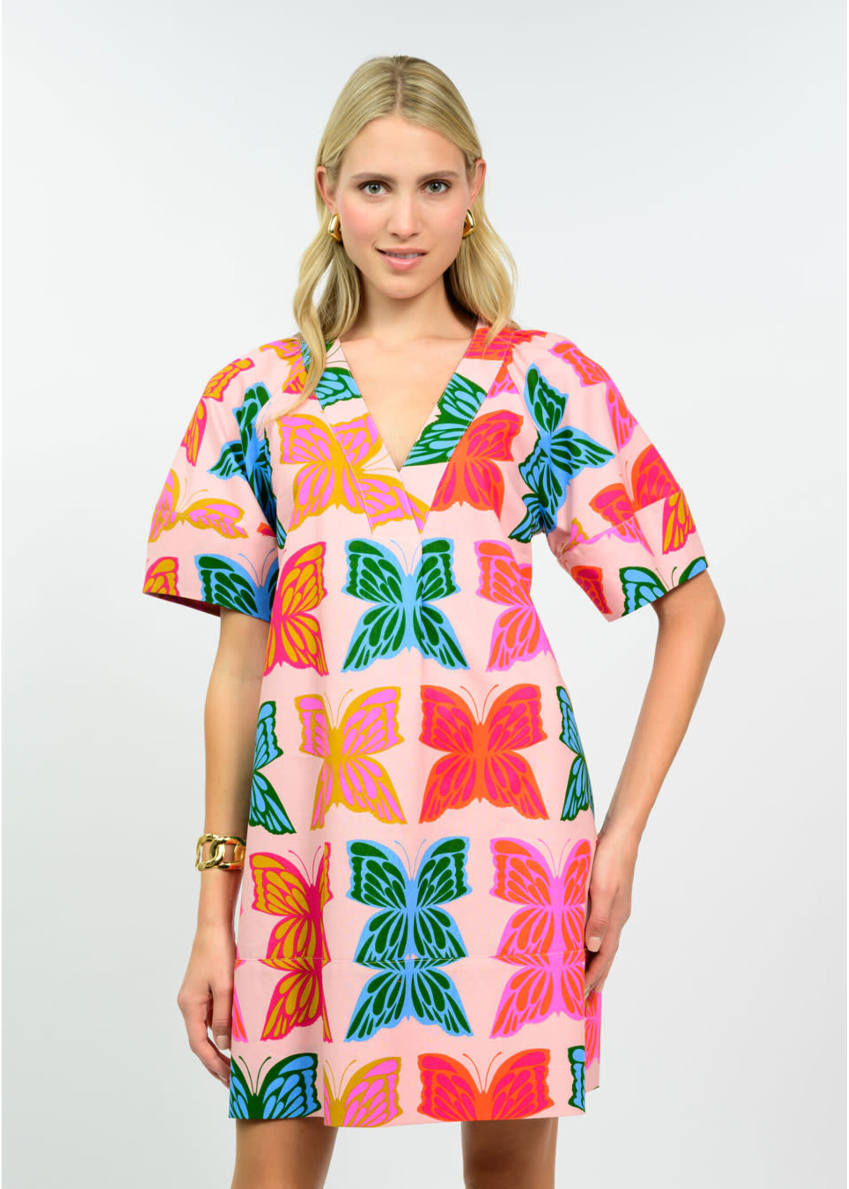 Uncle Frank Butterflies Shift Dress (Pink)