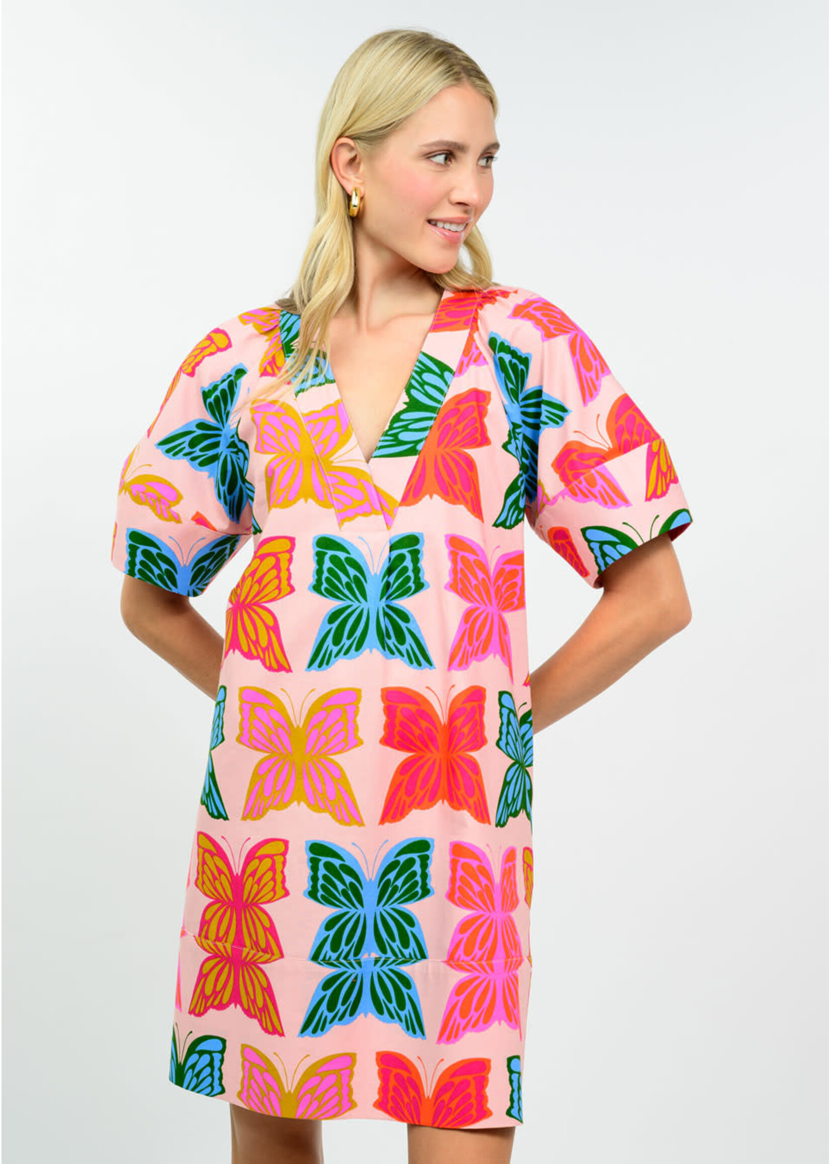 Uncle Frank Butterflies Shift Dress (Pink)