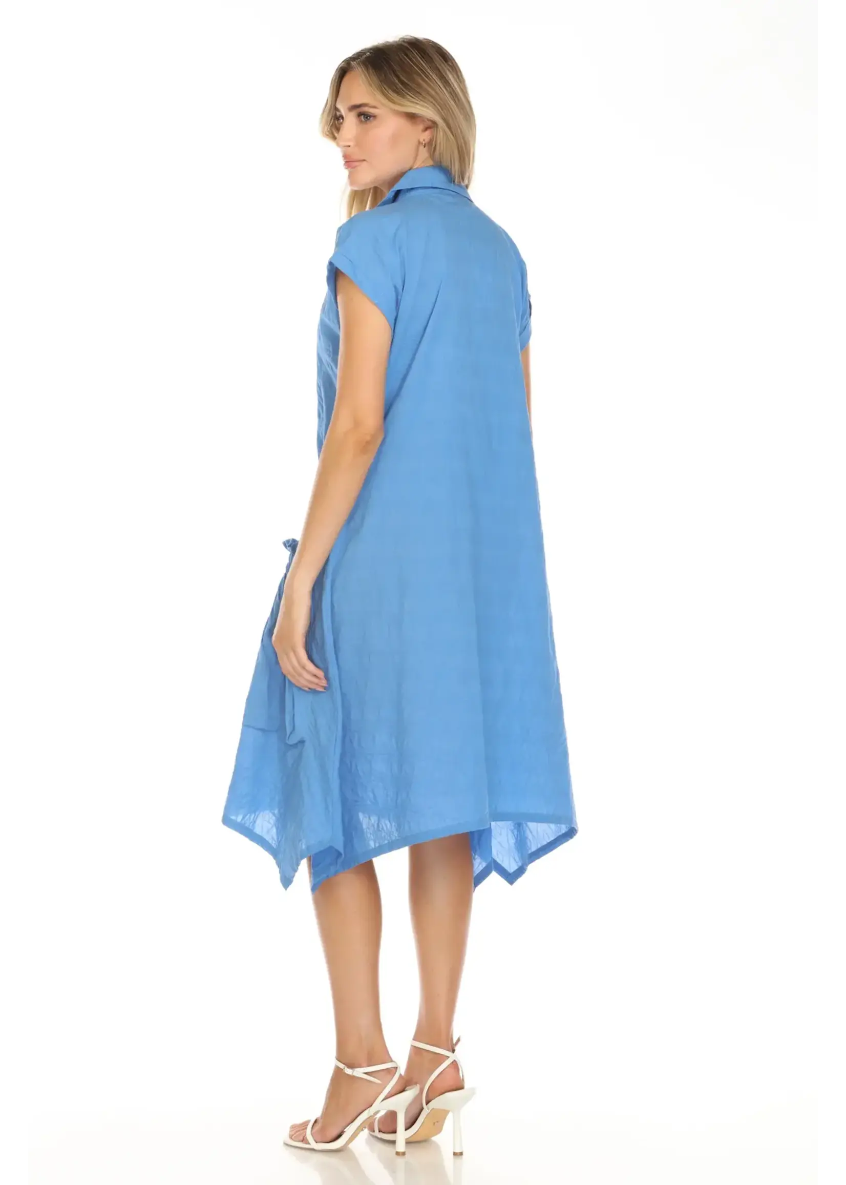 Carine Textured Pocket Shirt Dress (Cobalt)