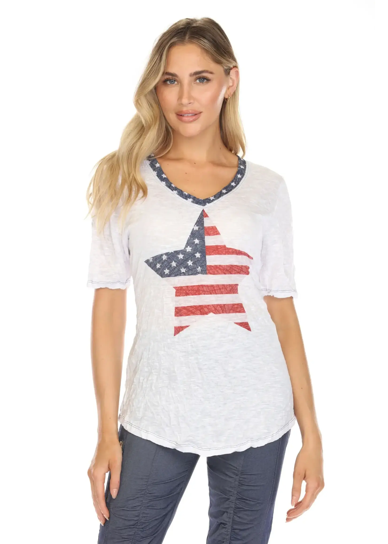 Carine V-Neck Top (American Star)