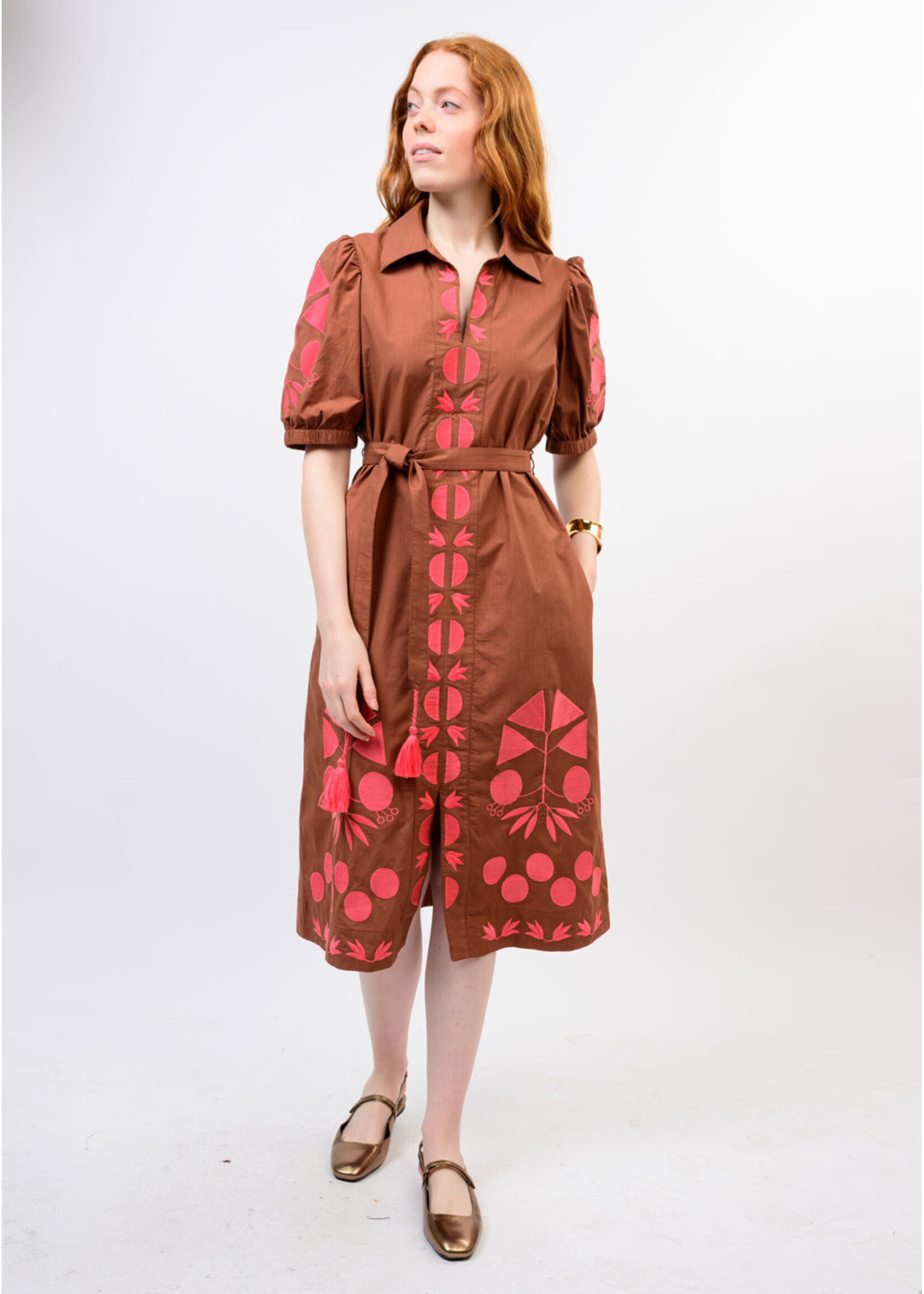 Uncle Frank Plackett Emb Dress (Brown)