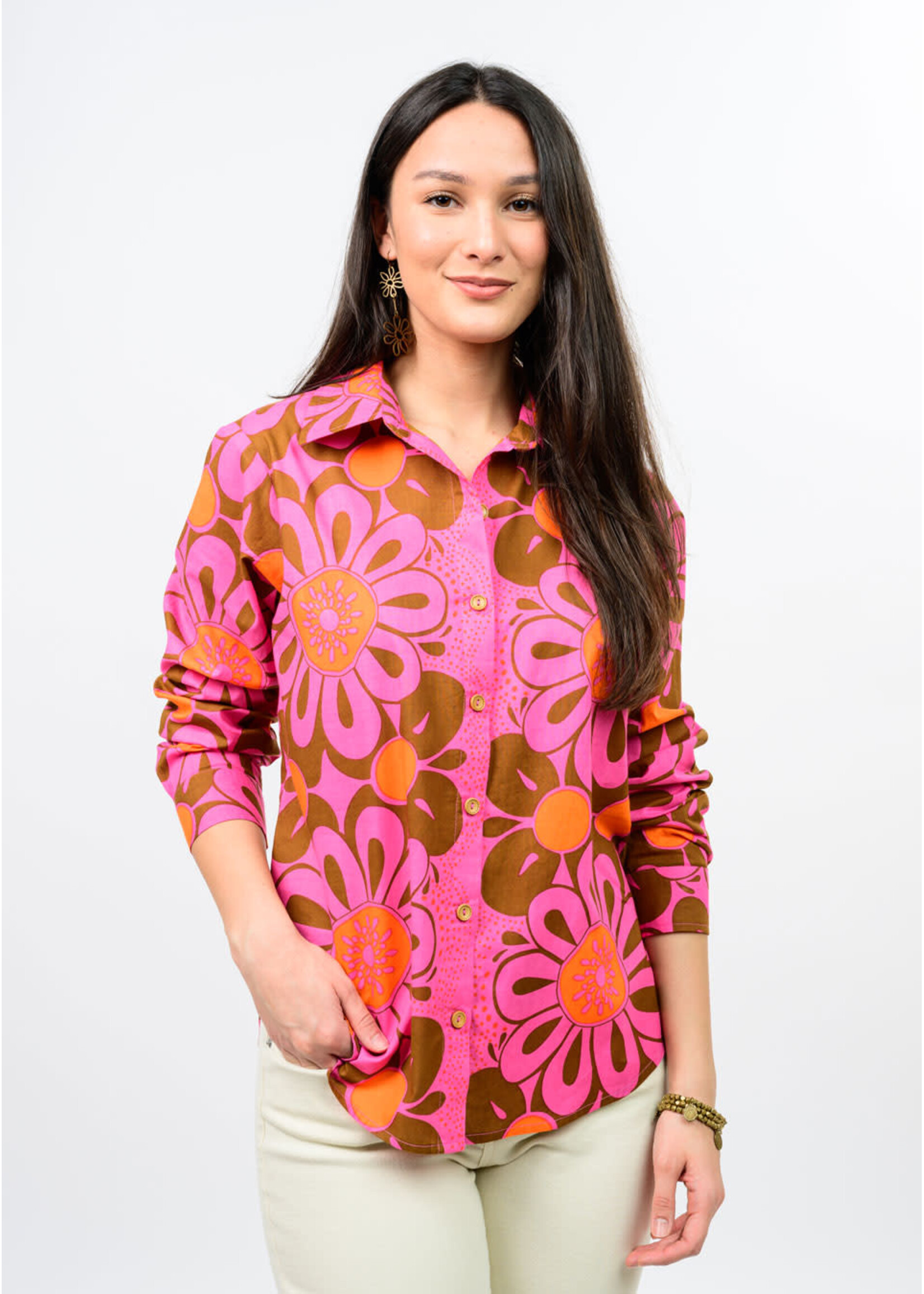Ivy Jane Mod Daisy Camp Shirt (Pink)