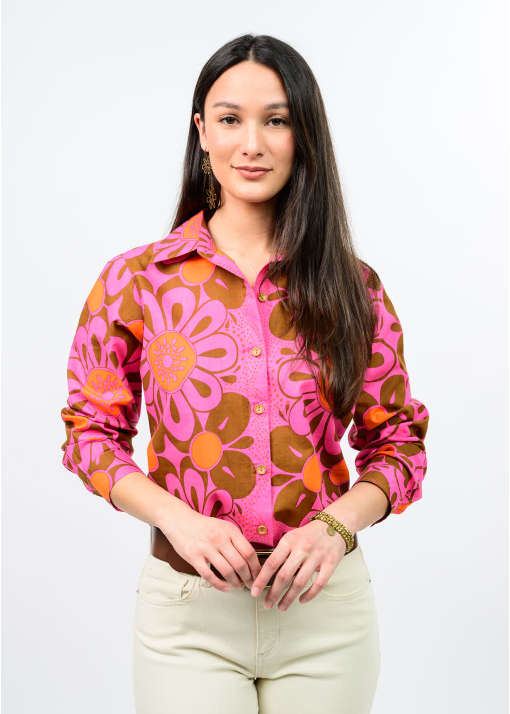 Ivy Jane Mod Daisy Camp Shirt (Pink)
