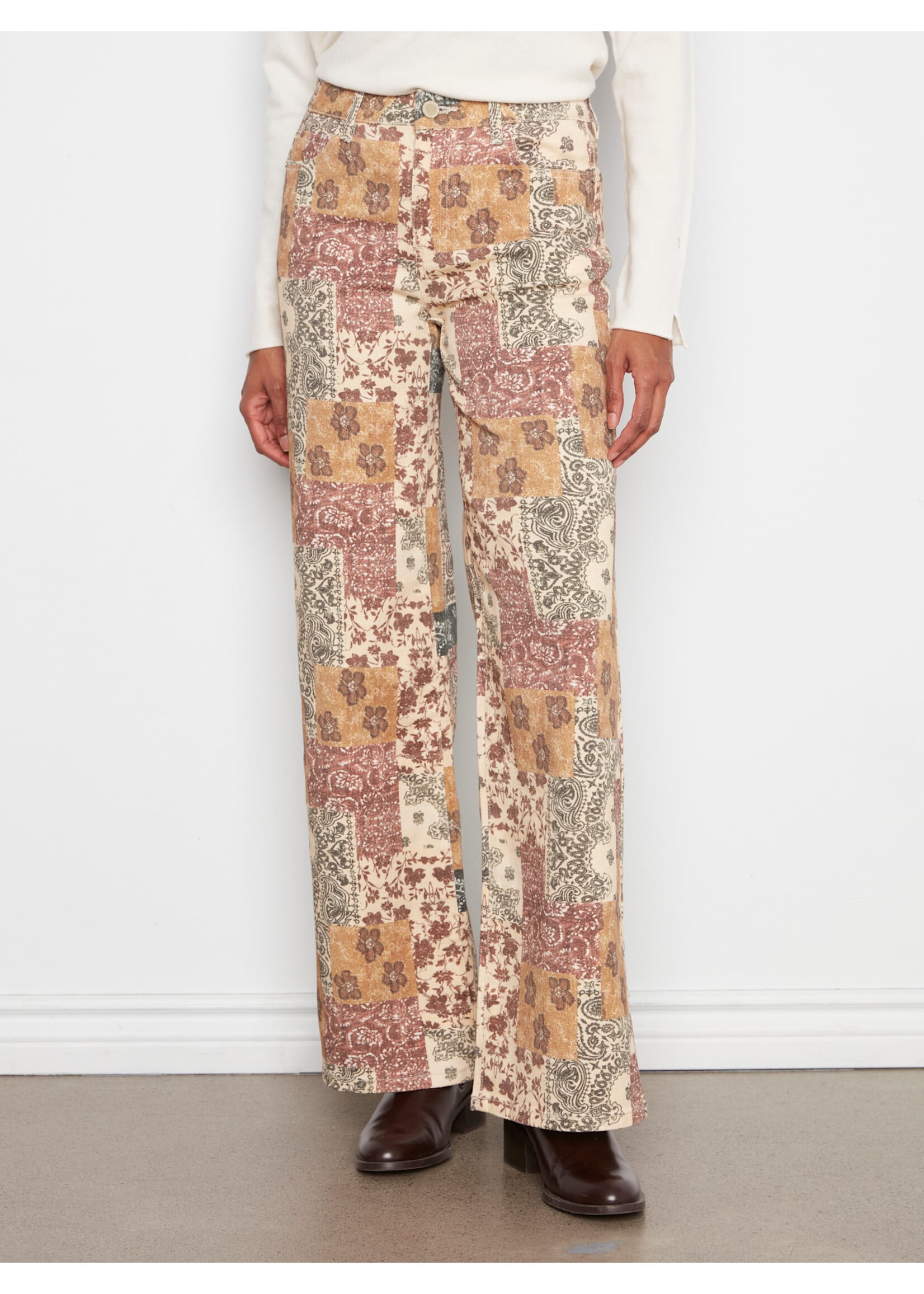 Charlie B Printed Twill Pant (Édredon, Quilt)