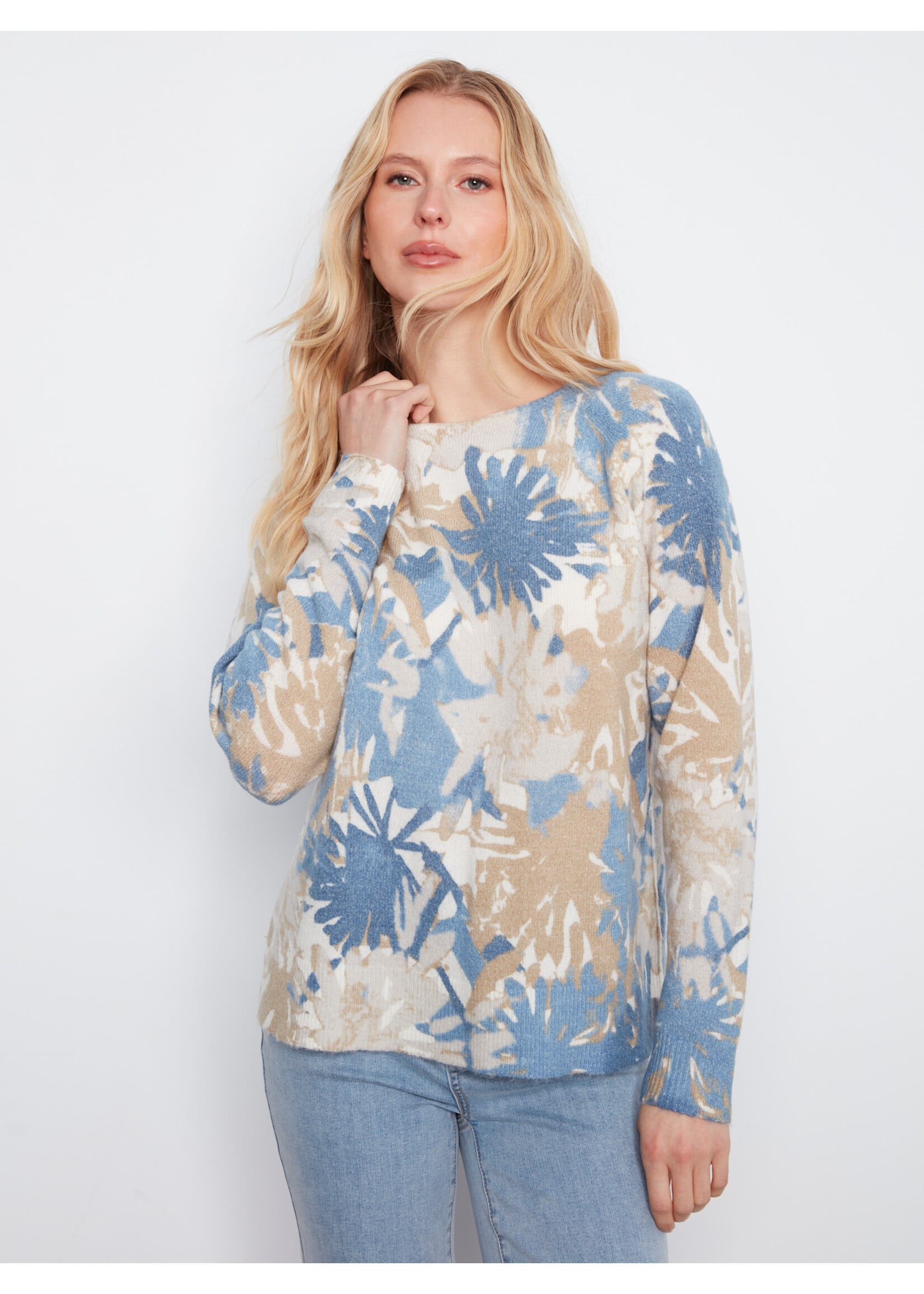 Charlie B Reversible Crew Neck Sweater (Stamps)