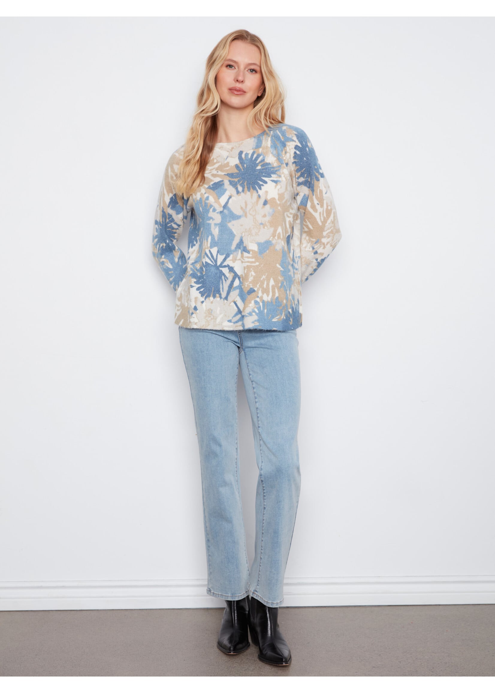 Charlie B Reversible Crew Neck Sweater (Stamps)