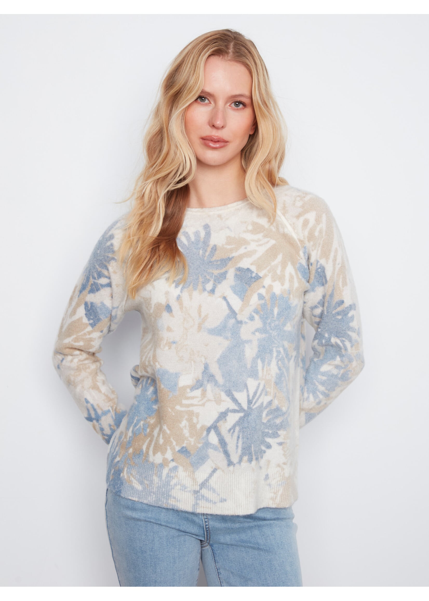 Charlie B Reversible Crew Neck Sweater (Stamps)