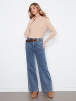 Charlie B Flare Wide Leg Pant/wBelt (Med Blue)
