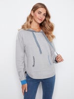 Charlie B Hooded Sweater W/Contrast (H-Grey)