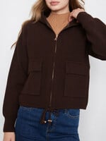 Charlie B Zipper Front Hoodie W/Patch Pockets (Coffee)