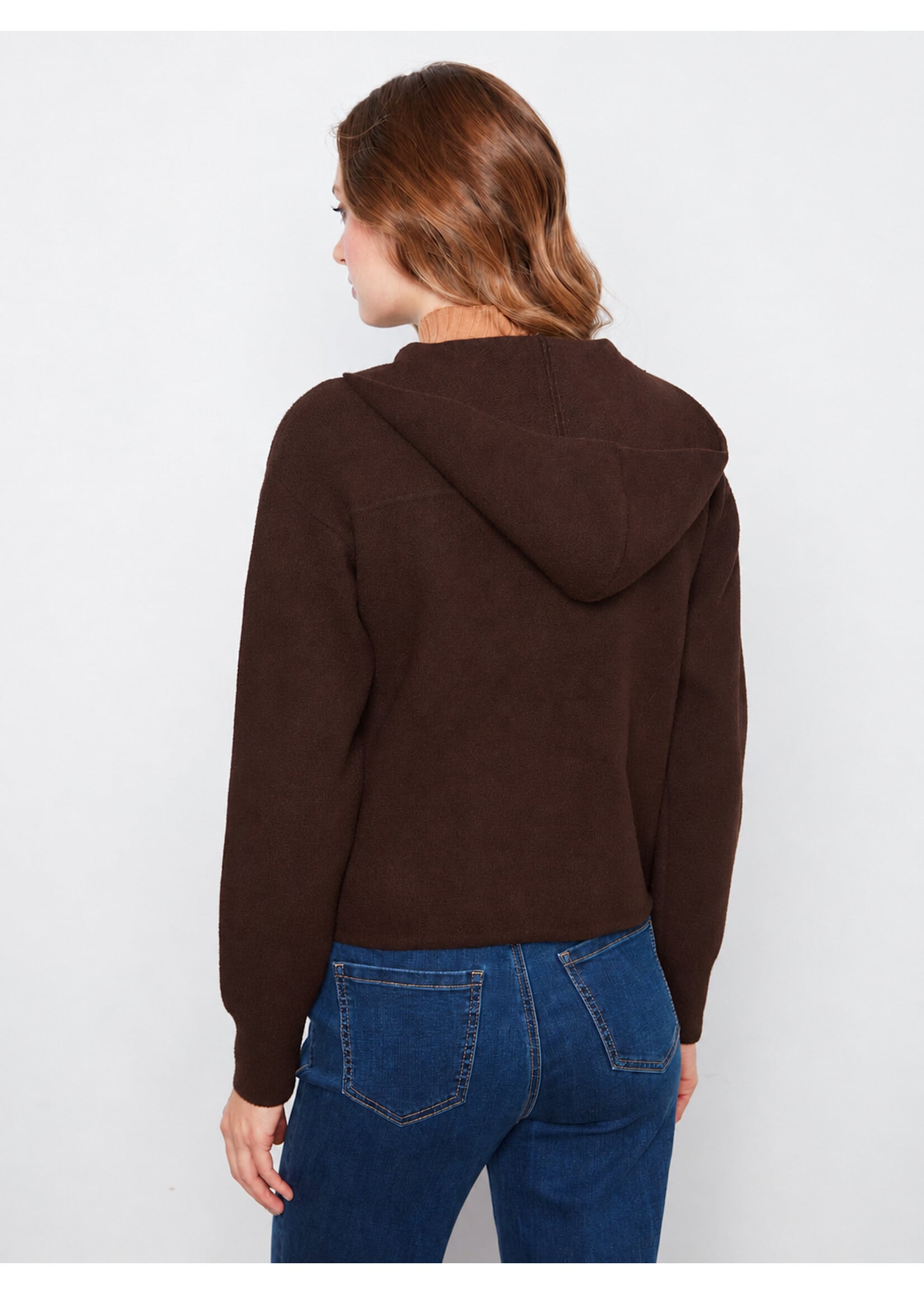 Charlie B Zipper Front Hoodie W/Patch Pockets (Coffee)