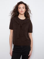 Charlie B Crew Neck Sweater w/Sleeve Detail (Coffee)